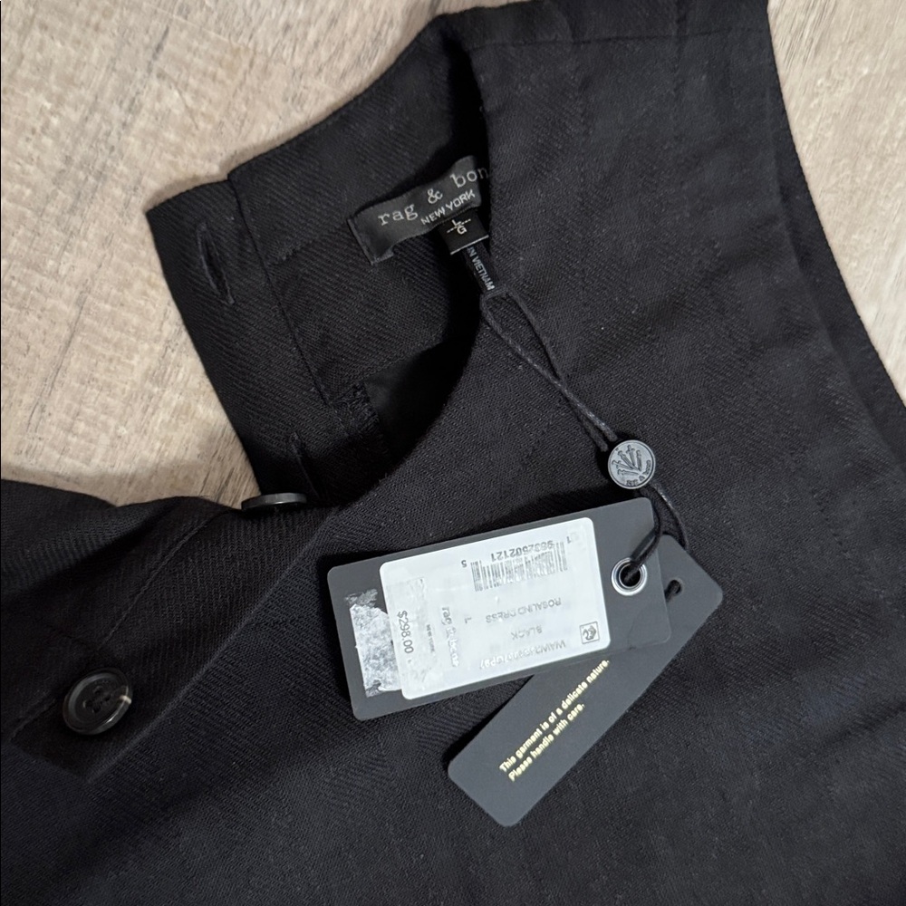NWT SZ L Rag & Bone Black linen/cotton a-line Dress with pockets